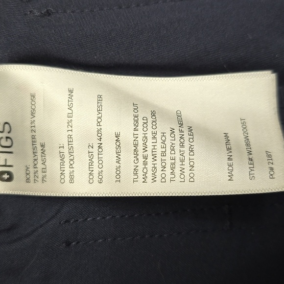 FIGS Women's Small Tall Navy Joggers with Green Drawstring Scrubs - Picture 5 of 9